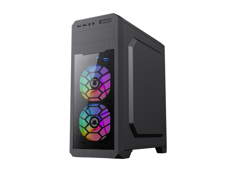 Gamemax G563 Black Steel ATX Tower USB3.0 Computer Case w/ 3 x Autoflow Rainbow