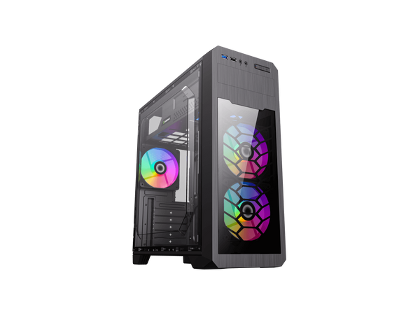 Gamemax G563 Black Steel ATX Tower USB3.0 Computer Case w/ 3 x Autoflow Rainbow