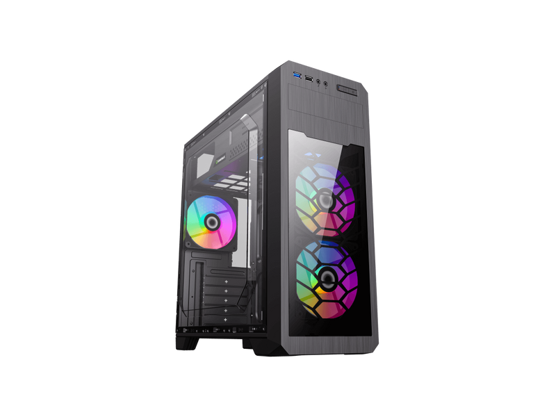 Gamemax G563 Black Steel ATX Tower USB3.0 Computer Case w/ 3 x Autoflow Rainbow