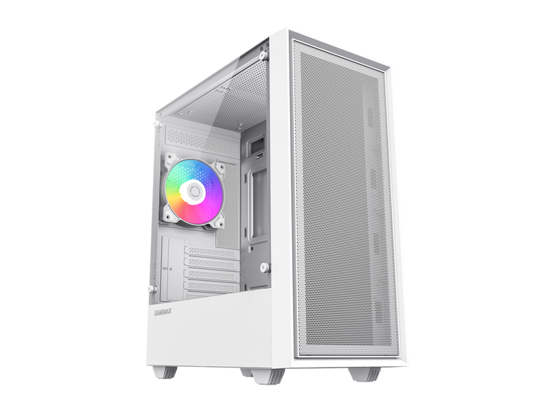 GAMEMAX Storm WH White Micro-ATX Gaming Case-Pre-installed 1x Autoflow Rainbow