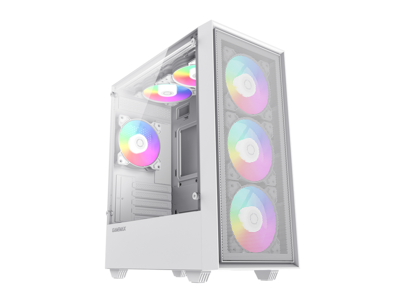 GAMEMAX Storm WH White Micro-ATX Gaming Case-Pre-installed 1x Autoflow Rainbow