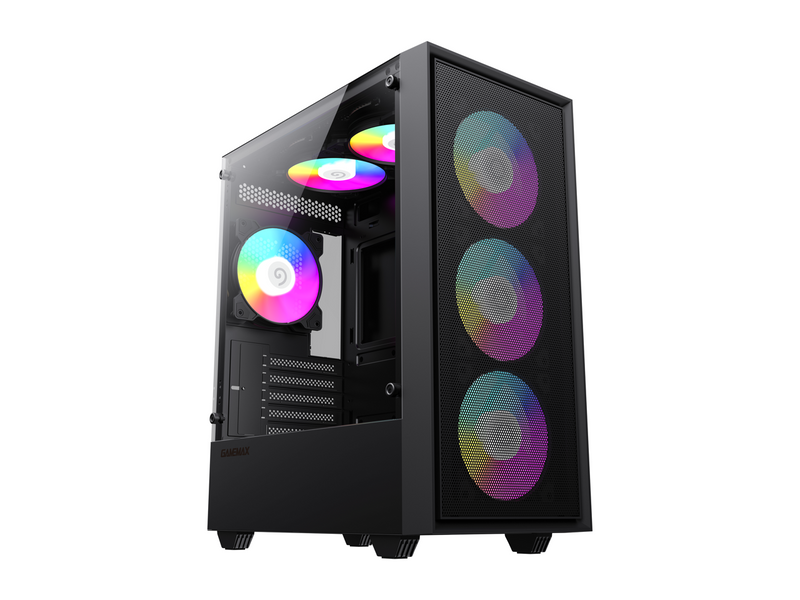 GAMEMAX Storm WH Black Micro-ATX Gaming Case-Pre-installed 1x  Autoflow Rainbow