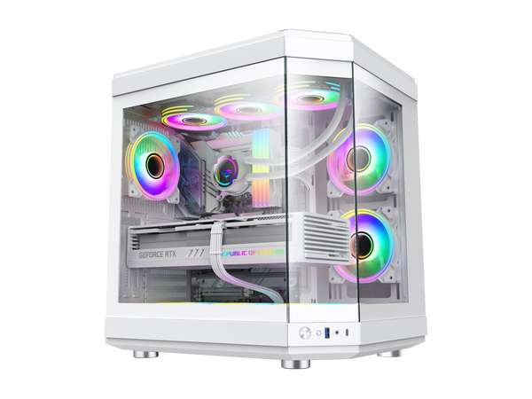 GAMEMAX HYPE White USB3.0/Type C Panoramic Tempered Glass ATX Mid-Tower PC case