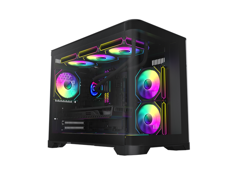 GAMEMAX HYPE- M Black Micro -ATX USB3.0 Front Curve Tempered Glass Computer Case