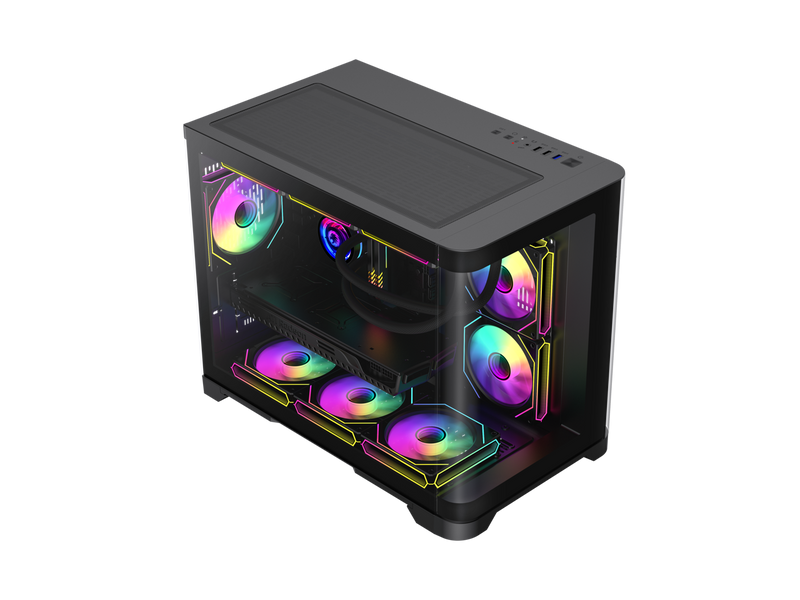 GAMEMAX HYPE- M Black Micro -ATX USB3.0 Front Curve Tempered Glass Computer Case