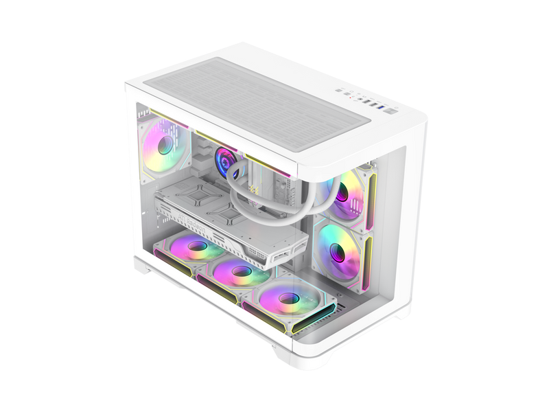 GAMEMAX HYPE- M White Micro -ATX USB3.0 Front Curve Tempered Glass Computer Case