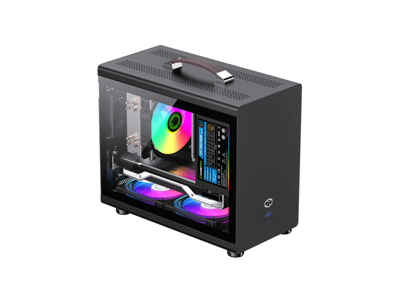 GAMEMAX Spark Black Mini ITX Tempered Glass USB3.0 /Type C Computer PC Case