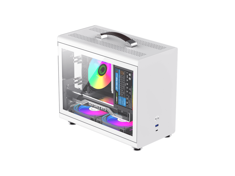 GAMEMAX Spark White Mini ITX Tempered Glass USB3.0 /Type C Computer PC Case