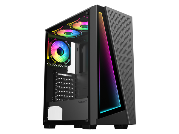 GAMEMAX Prism Premium Mid Tower USB3.0 Tempered Glass ATX Gaming Case w/3 x ARGB