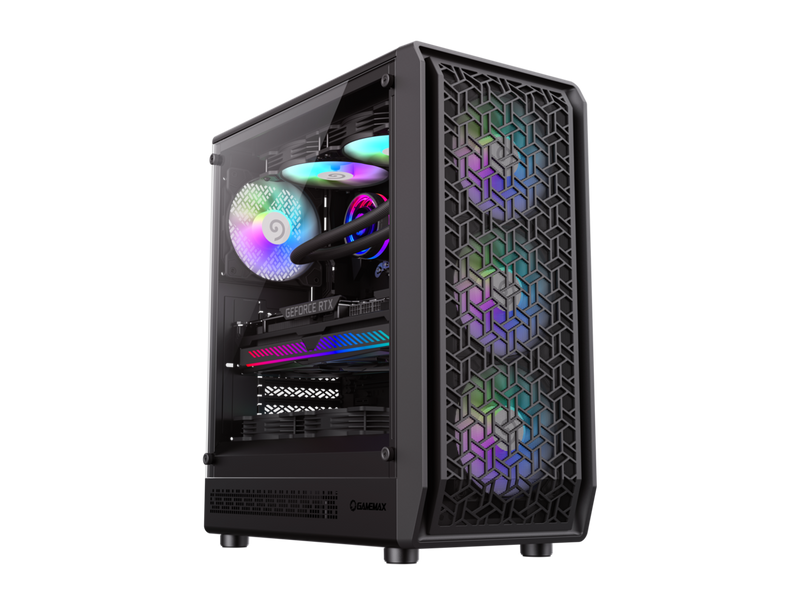 GAMEMAX Forge AB Black Tempered Glass USB3.0 and Type C  Mid Tower ATX PC Gaming