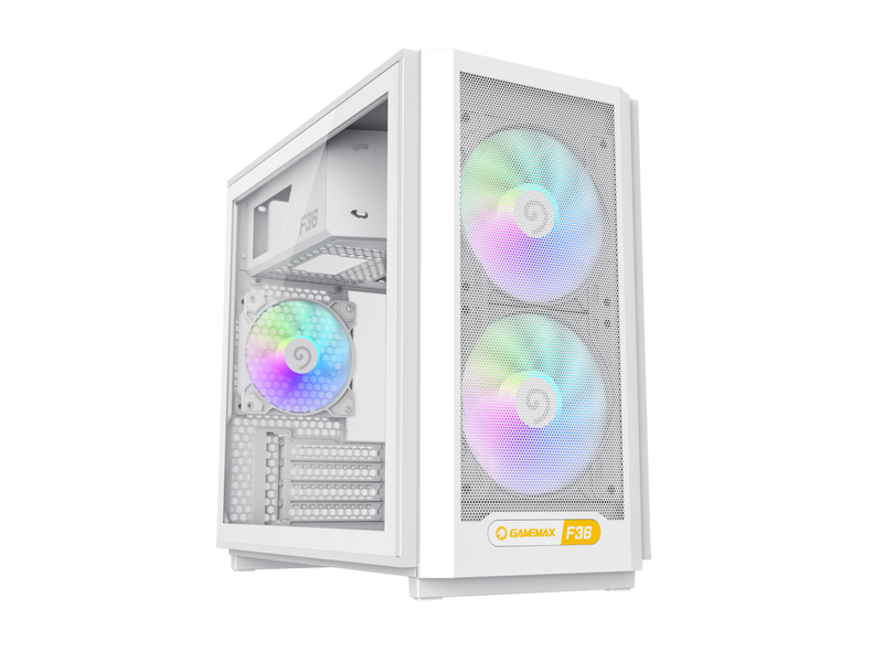 GAMEMAX F36 WH White Micro-ATX Gaming Computer Case- Dual USB3.0 +1 Type C , 3 x