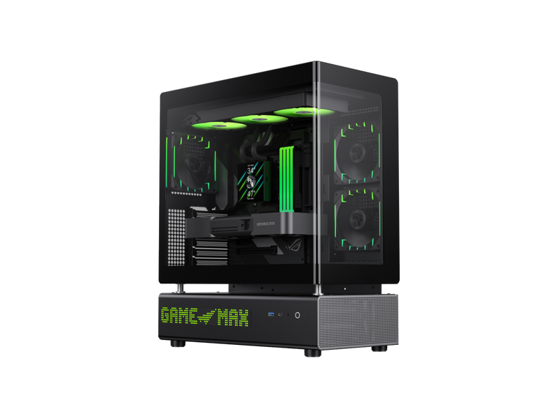 GAMEMAX GAMEMAX N90 Modular Dual-Chamber PC Case N90 BG Black 270° Panoramic
