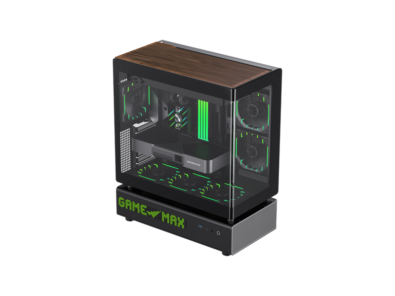 GAMEMAX GAMEMAX N90 Modular Dual-Chamber PC Case N90 BG Black 270° Panoramic