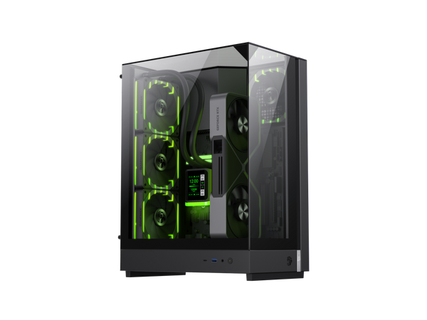 GAMEMAX T20 BK Black case. Three-sided tempered glass offers a full,