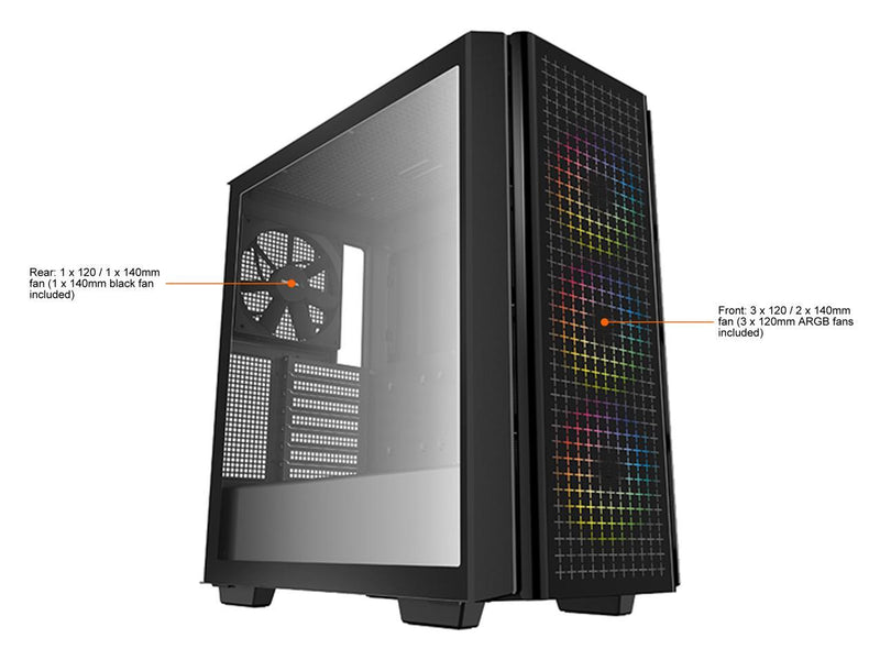 Deepcool CG540 R-CG540-BKAGE4-G-1 Black ABS / SPCC / Tempered Glass ATX Mid