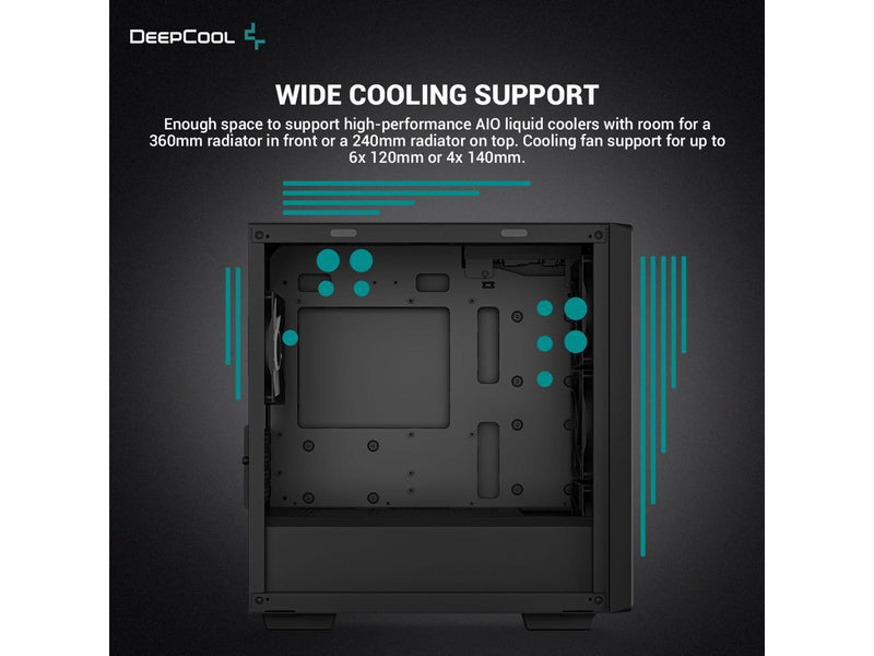 DeepCool CC360 ARGB M-ATX Airflow case, 3x Pre-Installed 120mm ARGB Fans,