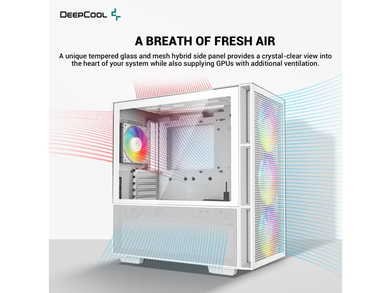 DeepCool CH560 WH ATX Airflow case, 3x Pre-Installed 140mm ARGB Fans, Hybrid