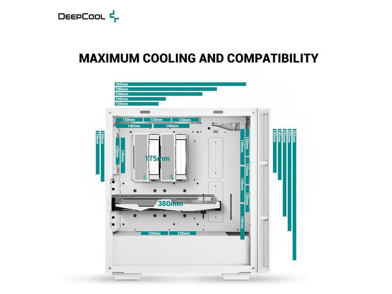 DeepCool CH560 WH ATX Airflow case, 3x Pre-Installed 140mm ARGB Fans, Hybrid