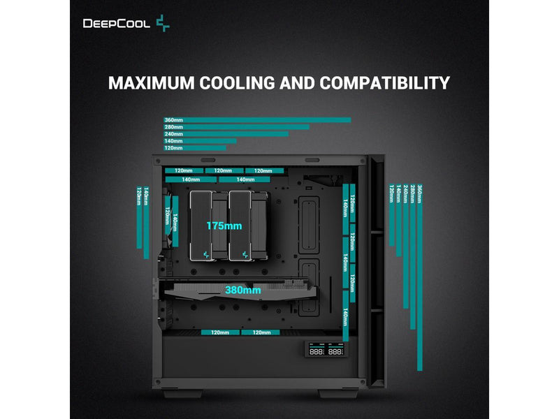 DeepCool CH560 DIGITAL ATX Airflow case, Dual Status Display, 3x Pre-Installed