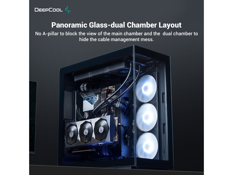 DeepCool CH780 ATX+ Panoramic case, Dual Chamber Configuration, Vertical Mount