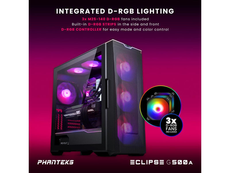 Phanteks Eclipse G500A DRGB, High Performance Mid-Tower Case, Mesh Front Panel,