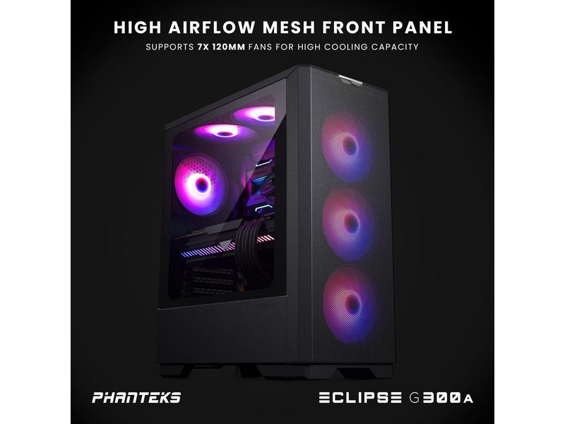 Phanteks Eclipse G300A Ultra-fine Performance Mesh, Mid-tower case, 3x D-RGB