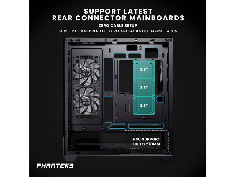 Phanteks XT View, Mid-Tower Gaming Chassis, Tempered Glass Front and Side