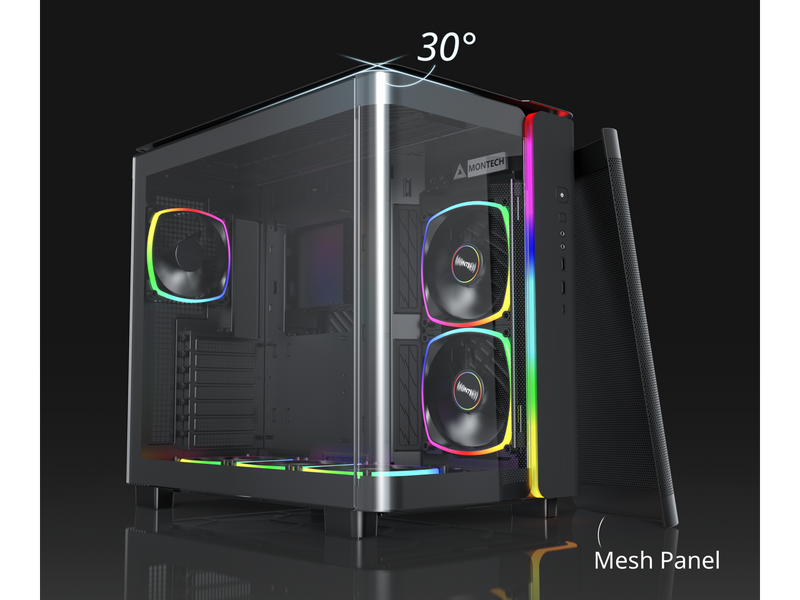 MONTECH, KING 95 PRO Dual-Chamber ATX Mid-Tower PC Gaming Case, High-Airflow,