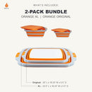 Drip EZ Collapsible BBQ Prep Tub 2-Piece Set - (1) OG + (1) XL - Orange - Brand New
