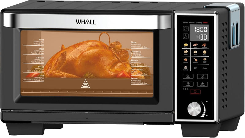 WHALL AIR FRYER 5.8QT AIR FRYER OVEN WITH 12 PRESET COOKING FUNCTIONS - BLACK New