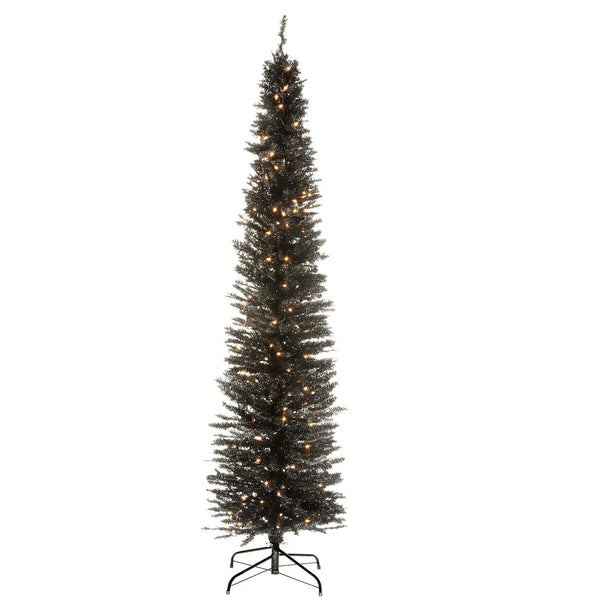 NATIONAL TREE COMPANY 7 FT. PRE-LIT TINSEL COLLECTION TREE CLEAR LIGHTS - GREEN - Like New