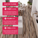 LUCiDA SURFACES Vinyl Flooring Tiles Peel Stick Install 12 Planks 18 SQ FT - Brand New