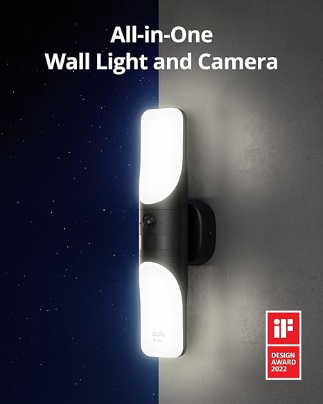 Eufy Security S100 Wired Wall Light Cam 2K 1200 Lumen T84A1 - WHITE - Like New