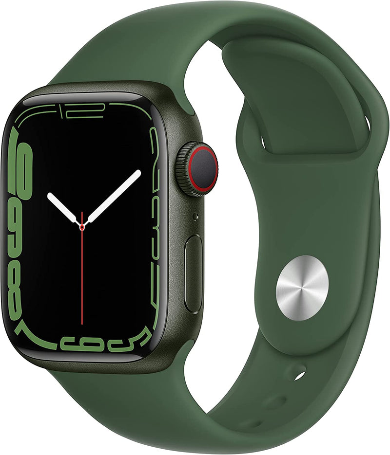 APPLE WATCH SERIES 7 GPS CELLULAR 41mm GREEN ALUMINUM CLOVER SPORT BAND Like New