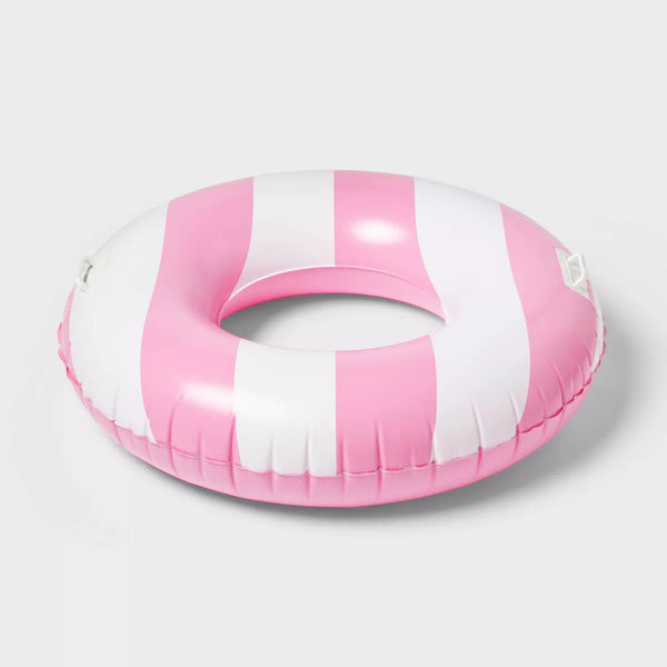 SUN SQUAD 42" POOL TUBE HANDLE - WATER FLOAT TOY, PVC, 6+ YEARS - PINK/WHITE - Like New