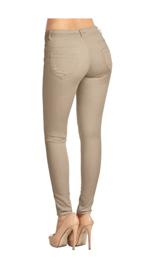 2Luver Women's Stretchy 5 Pocket Skinny Color Uniform Pants 9/10 - Khaki - Brand New