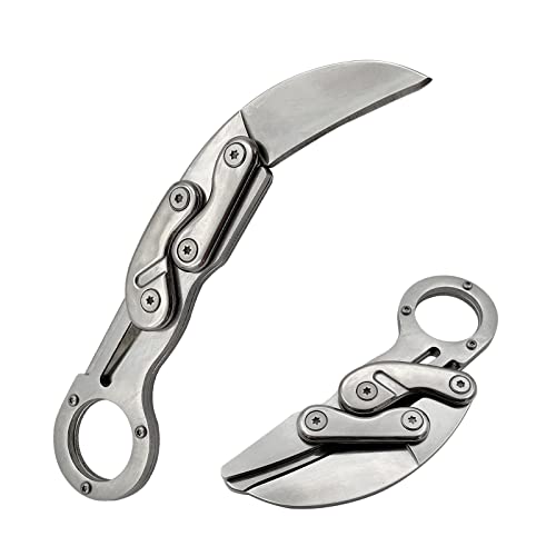 ISMOSM OUTDOOR MINI CAMPING STAINLESS CRAWL KNIFE MULTIFUNCTION - SILVER - Like New