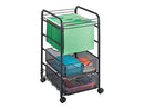 SAFCO 5215BL ONYX MESH OPEN FILE CART WITH 2 STORAGE DRAWERS, - BLACK - Brand New