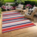 GarveeHome Outdoor Rug Mat for Patio, 8x10 Plastic Straw Rug, Modern Striped - Brand New