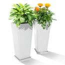 YESUNEED 24" TALL PLANTERS SET OF 2 OUTDOOR INDOOR USE TAPERED FLOWERPOTS WHTE - Like New