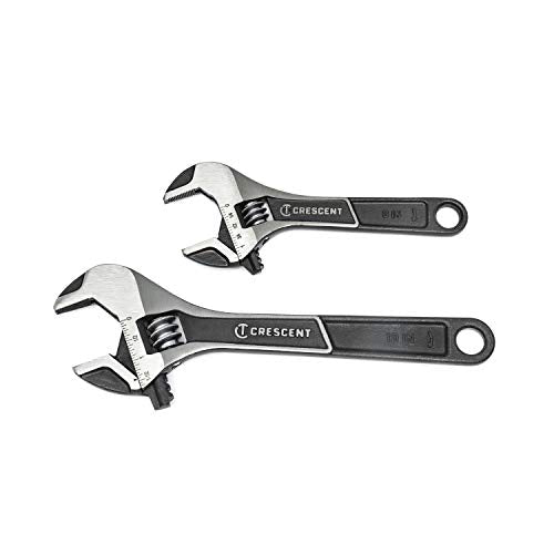 CRESCENT METRIC AND SAE WIDE JAW ADJUSTABLE WRENCH SET ASSORTED 2PC - BLACK - Brand New