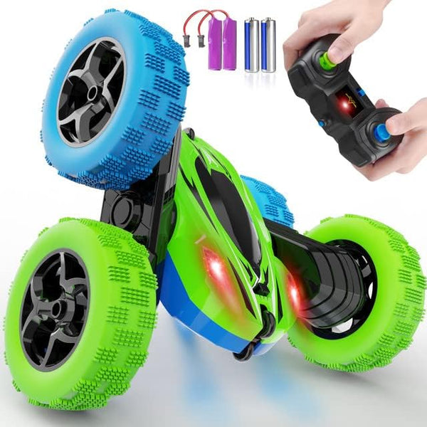 ORRENTE RC Cars Remote Control Car 2.4Ghz Stunt Car Sided 360 Flips GreenBlue Like New