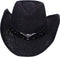 SIMPLICITY NEW WESTERN STYLE CLASSIC COWBOY STRAW HAT BLACK SIZE:OS - Like New