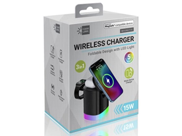 Case Logic 15W 3-in-1 Foldable Wireless Charging Stand CL-OP-CP-113-BLK - BLACK Like New