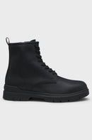 HUGO LEATHER HALF BOOTS WITH EMBOSSED LOGO - SIZE: MEN 11 - BLACK - Like New