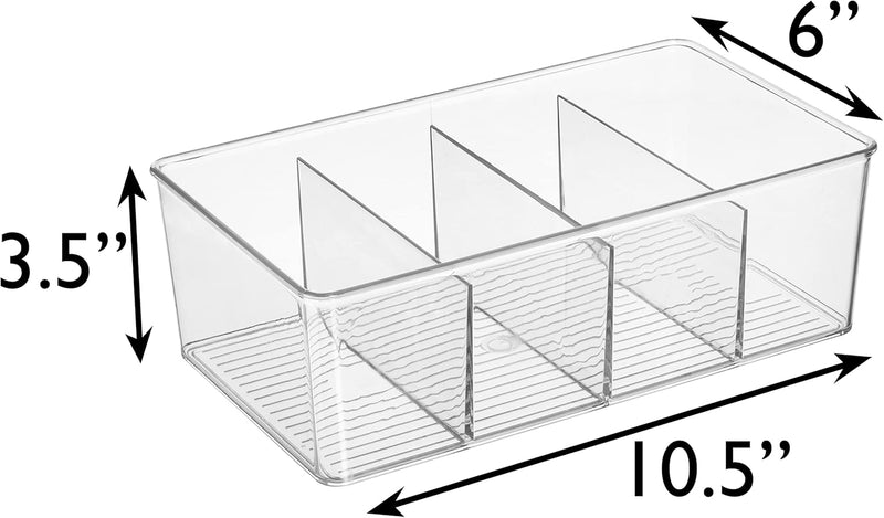 CLEARSPACE PLASTIC PANTRY ORGANIZATION, STORAGE BINS WITH DIVIDERS,2 PACK, CLEAR Like New