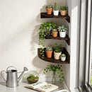 ALSONERBAY CORNER SHELF WALL MOUNT SET OF 3 FLOATING SHELVES - DARK BROWN - Like New