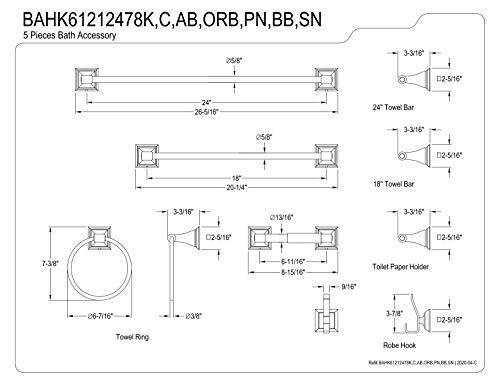 KINGSTON BRASS MONARCH COLLECTION BATH HARDWARE SET BAHK61212478ORB - BLACK - Brand New
