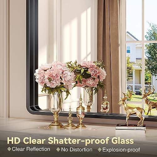 Brightify Black Bathroom Mirror 20" x 28" Rectangular Framed Mirror SY3035-20X28 - Like New