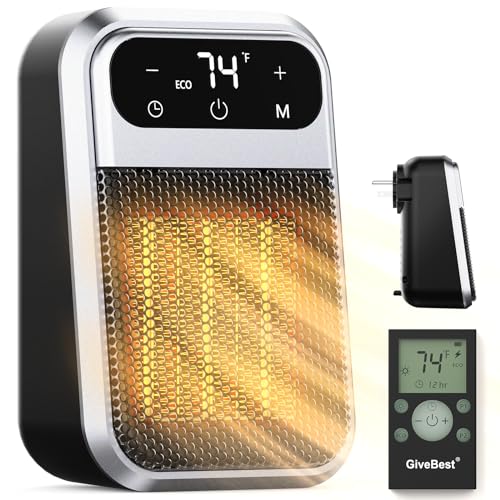 GIVEBEST 800W WALL OUTLET SPACE HEATER WITH REMOTE - - Scratch & Dent